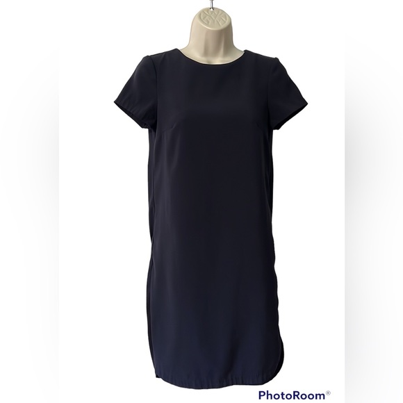 H&M Navy Work Dress Back Cut Out Midi Length size 2 - Picture 1 of 8